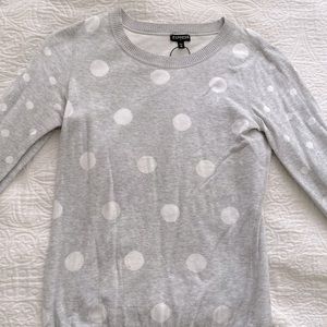 Light gray polka dot express sweater. Used maybe twice.